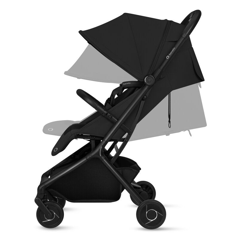 Carucior 2 in 1, Lionelo, Sia Flex, 7.6 kg, Include landou pliabil pe cadru, Ultracompact, Pliere rapida cu o mana, Copertina UPF50+, Cu accesorii incluse, 0-48 luni, Sustine 22 kg, Negru