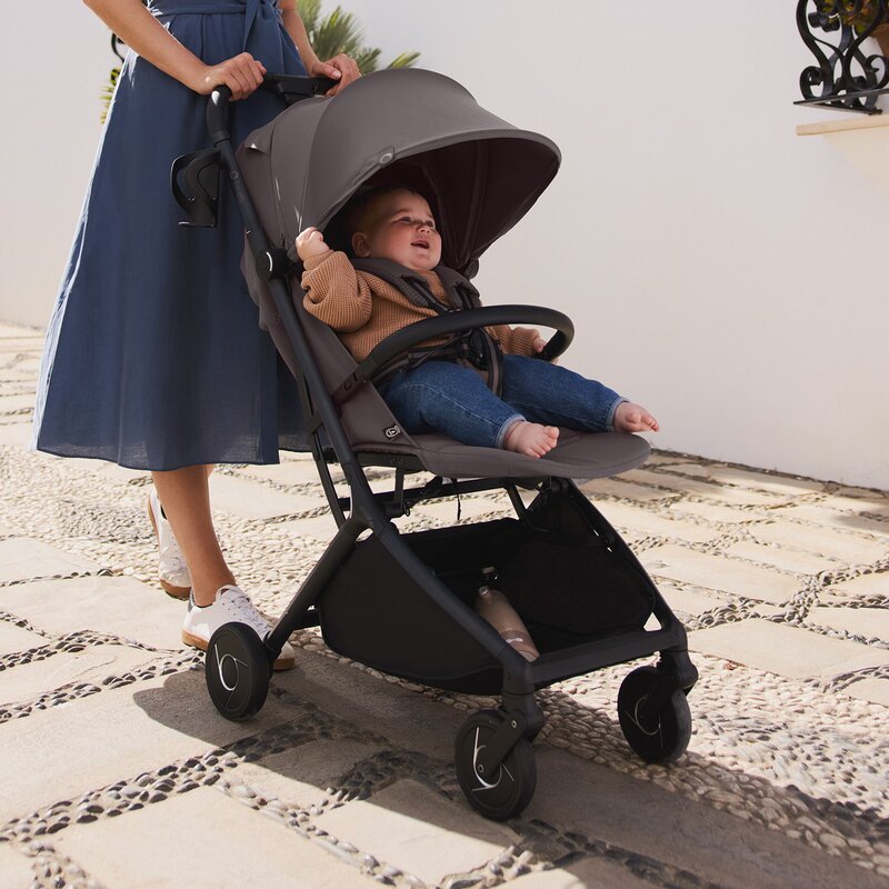 Carucior 2 in 1, Lionelo, Sia Flex, 7.6 kg, Include landou pliabil pe cadru, Ultracompact, Pliere rapida cu o mana, Copertina UPF50+, Cu accesorii incluse, 0-48 luni, Sustine 22 kg, Negru