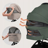 Carucior 2 in 1, Lionelo, Sia Flex, 7.6 kg, Include landou pliabil pe cadru, Ultracompact, Pliere rapida cu o mana, Copertina UPF50+, Cu accesorii incluse, 0-48 luni, Sustine 22 kg, Verde