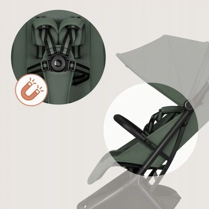 Carucior 2 in 1, Lionelo, Sia Flex, 7.6 kg, Include landou pliabil pe cadru, Ultracompact, Pliere rapida cu o mana, Copertina UPF50+, Cu accesorii incluse, 0-48 luni, Sustine 22 kg, Verde
