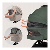 Carucior 2 in 1, Lionelo, Sia Flex, 7.6 kg, Include landou pliabil pe cadru, Ultracompact, Pliere rapida cu o mana, Copertina UPF50+, Cu accesorii incluse, 0-48 luni, Sustine 22 kg, Verde