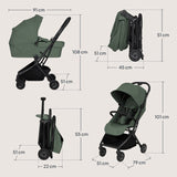 Carucior 2 in 1, Lionelo, Sia Flex, 7.6 kg, Include landou pliabil pe cadru, Ultracompact, Pliere rapida cu o mana, Copertina UPF50+, Cu accesorii incluse, 0-48 luni, Sustine 22 kg, Verde