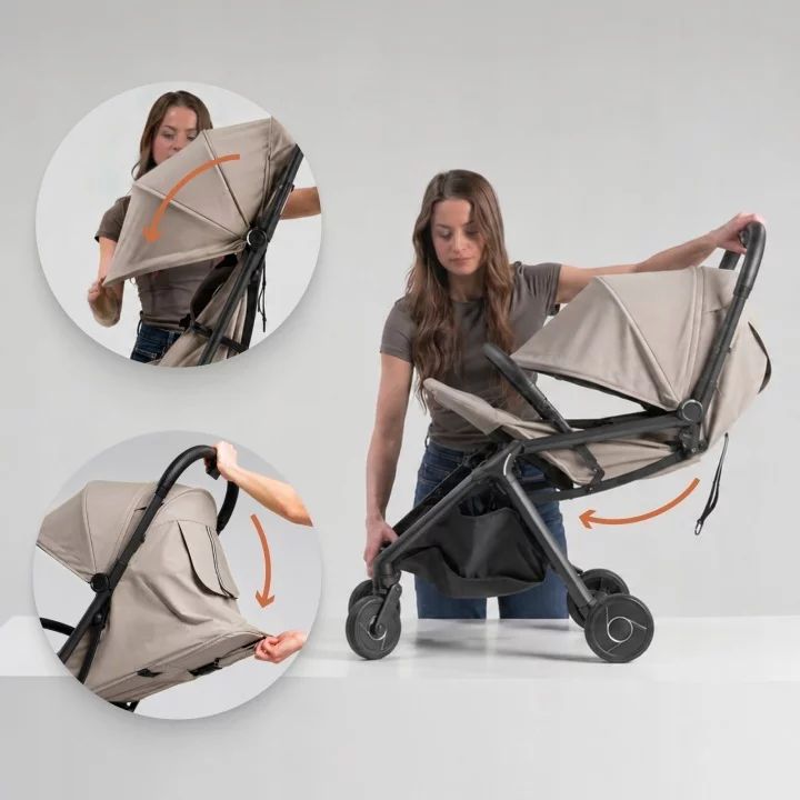 Carucior 2 in 1, Lionelo, Sia Flex, 7.6 kg, Include landou pliabil pe cadru, Ultracompact, Pliere rapida cu o mana, Copertina UPF50+, Cu accesorii incluse, 0-48 luni, Sustine 22 kg, Verde