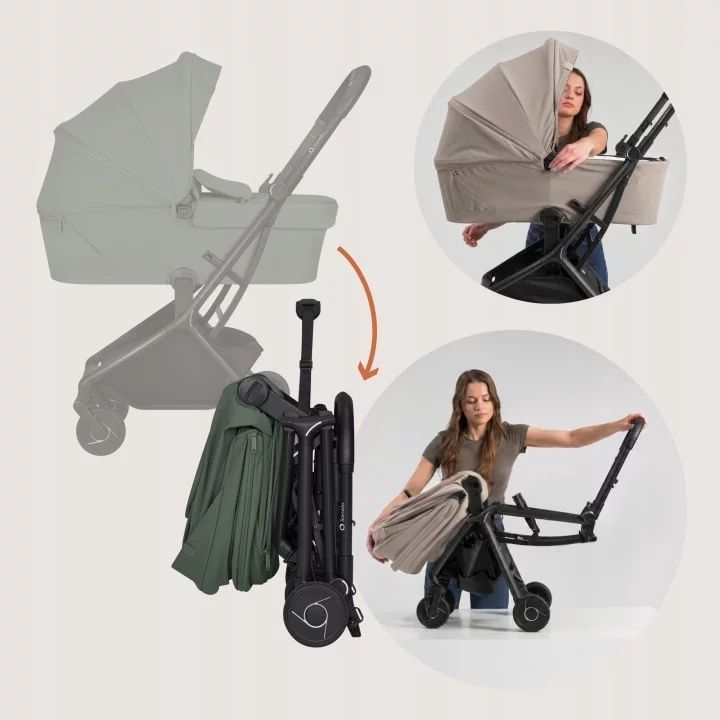 Carucior 2 in 1, Lionelo, Sia Flex, 7.6 kg, Include landou pliabil pe cadru, Ultracompact, Pliere rapida cu o mana, Copertina UPF50+, Cu accesorii incluse, 0-48 luni, Sustine 22 kg, Verde