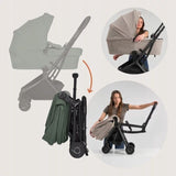 Carucior 2 in 1, Lionelo, Sia Flex, 7.6 kg, Include landou pliabil pe cadru, Ultracompact, Pliere rapida cu o mana, Copertina UPF50+, Cu accesorii incluse, 0-48 luni, Sustine 22 kg, Verde