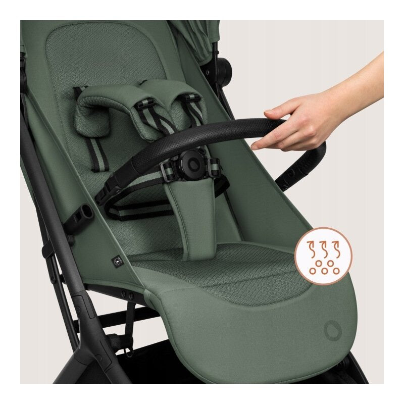 Carucior 2 in 1, Lionelo, Sia Flex, 7.6 kg, Include landou pliabil pe cadru, Ultracompact, Pliere rapida cu o mana, Copertina UPF50+, Cu accesorii incluse, 0-48 luni, Sustine 22 kg, Verde
