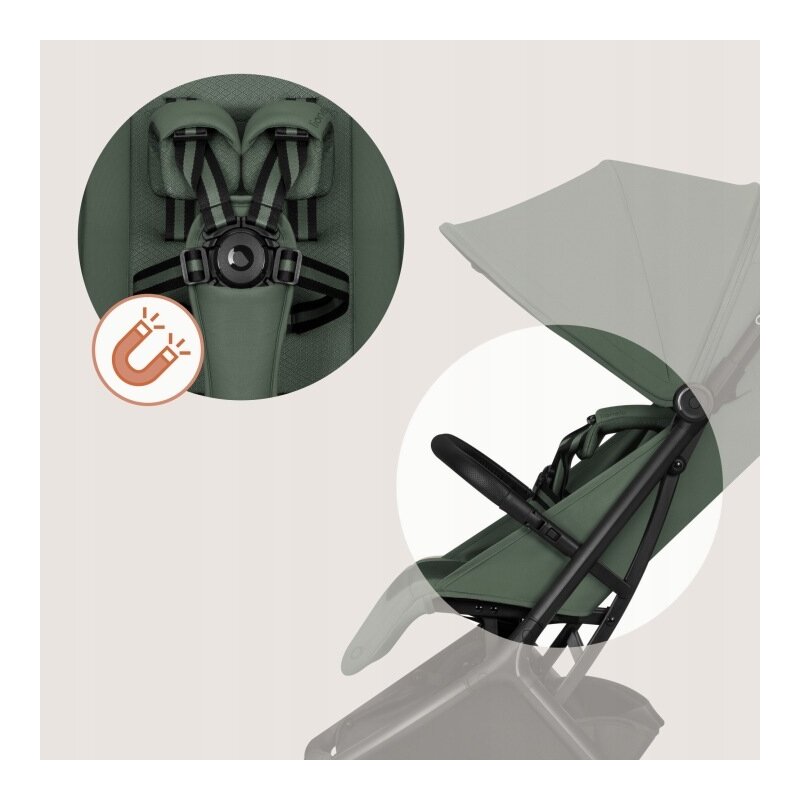 Carucior 2 in 1, Lionelo, Sia Flex, 7.6 kg, Include landou pliabil pe cadru, Ultracompact, Pliere rapida cu o mana, Copertina UPF50+, Cu accesorii incluse, 0-48 luni, Sustine 22 kg, Verde