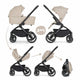 Carucior 2 in 1, Petite&Mars, Scout, Cu landou pliabil, Reversibil, Spatar si suport de picioare reglabile in 3 pozitii, Maner ajustabil, Cu accesorii, Pana la 22 kg, 0 luni+, Bej