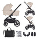 Carucior 2 in 1, Petite&Mars, Scout, Cu landou pliabil, Reversibil, Spatar si suport de picioare reglabile in 3 pozitii, Maner ajustabil, Cu accesorii, Pana la 22 kg, 0 luni+, Bej