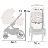 Carucior 2 in 1, Petite&Mars, Scout, Cu landou pliabil, Reversibil, Spatar si suport de picioare reglabile in 3 pozitii, Maner ajustabil, Cu accesorii, Pana la 22 kg, 0 luni+, Bej