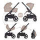 Carucior 2 in 1, Petite&Mars, Scout, Cu landou pliabil, Reversibil, Spatar si suport de picioare reglabile in 3 pozitii, Maner ajustabil, Cu accesorii, Pana la 22 kg, 0 luni+, Crem Cappuccino