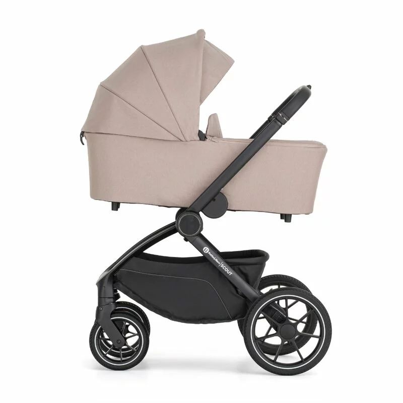 Carucior 2 in 1, Petite&Mars, Scout, Cu landou pliabil, Reversibil, Spatar si suport de picioare reglabile in 3 pozitii, Maner ajustabil, Cu accesorii, Pana la 22 kg, 0 luni+, Crem Cappuccino - gogobaby.ro