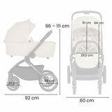 Carucior 2 in 1, Petite&Mars, Scout, Cu landou pliabil, Reversibil, Spatar si suport de picioare reglabile in 3 pozitii, Maner ajustabil, Cu accesorii, Pana la 22 kg, 0 luni+, Crem Cappuccino