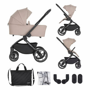 Carucior 2 in 1, Petite&Mars, Scout, Cu landou pliabil, Reversibil, Spatar si suport de picioare reglabile in 3 pozitii, Maner ajustabil, Cu accesorii, Pana la 22 kg, 0 luni+, Crem Cappuccino - gogobaby.ro