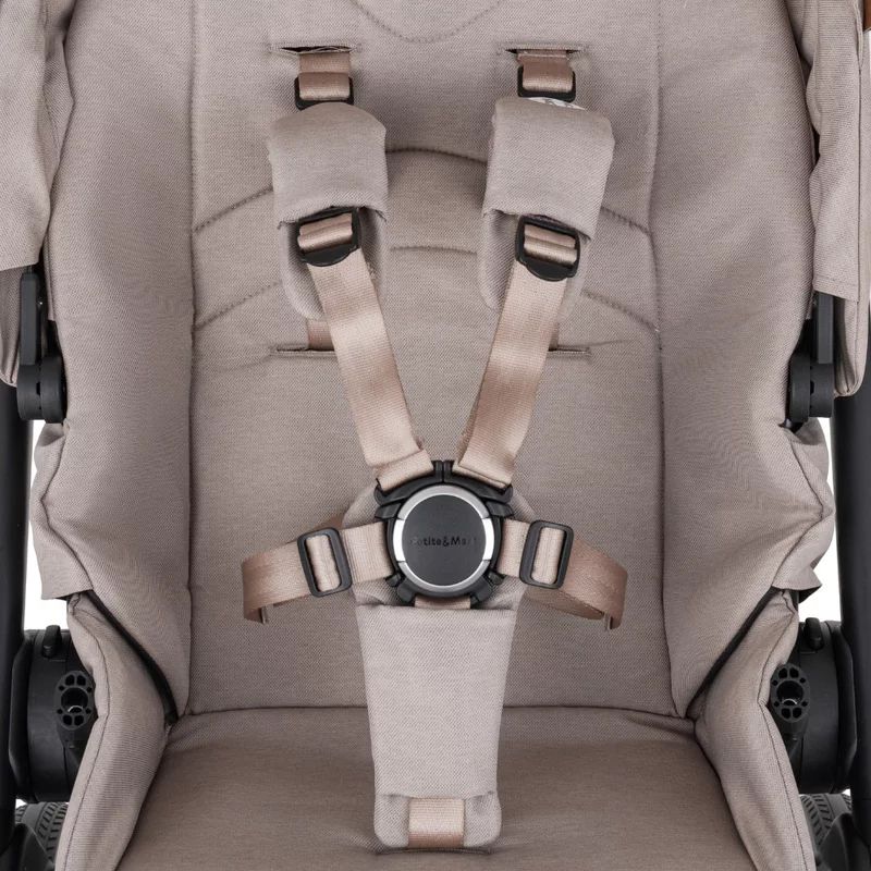 Carucior 2 in 1, Petite&Mars, Scout, Cu landou pliabil, Reversibil, Spatar si suport de picioare reglabile in 3 pozitii, Maner ajustabil, Cu accesorii, Pana la 22 kg, 0 luni+, Crem Cappuccino - gogobaby.ro