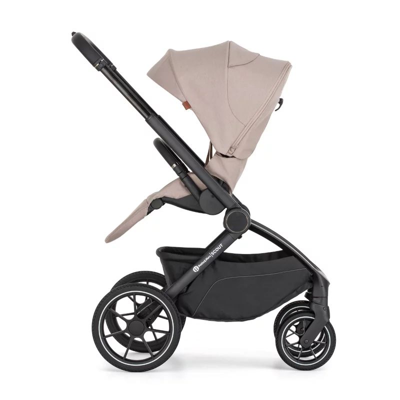 Carucior 2 in 1, Petite&Mars, Scout, Cu landou pliabil, Reversibil, Spatar si suport de picioare reglabile in 3 pozitii, Maner ajustabil, Cu accesorii, Pana la 22 kg, 0 luni+, Crem Cappuccino - gogobaby.ro