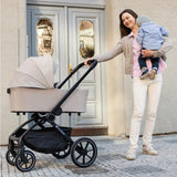 Carucior 2 in 1, Petite&Mars, Scout, Cu landou pliabil, Reversibil, Spatar si suport de picioare reglabile in 3 pozitii, Maner ajustabil, Cu accesorii, Pana la 22 kg, 0 luni+, Gri