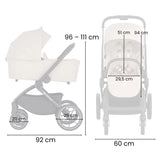 Carucior 2 in 1, Petite&Mars, Scout, Cu landou pliabil, Reversibil, Spatar si suport de picioare reglabile in 3 pozitii, Maner ajustabil, Cu accesorii, Pana la 22 kg, 0 luni+, Gri