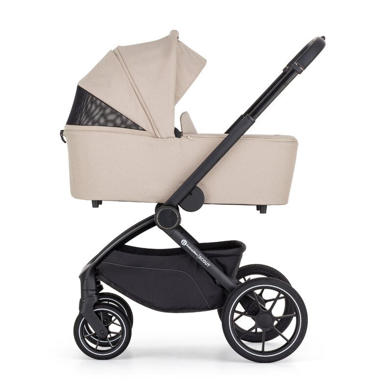 Carucior 2 in 1, Petite&Mars, Scout, Cu landou pliabil, Reversibil, Spatar si suport de picioare reglabile in 3 pozitii, Maner ajustabil, Cu accesorii, Pana la 22 kg, 0 luni+, Gri