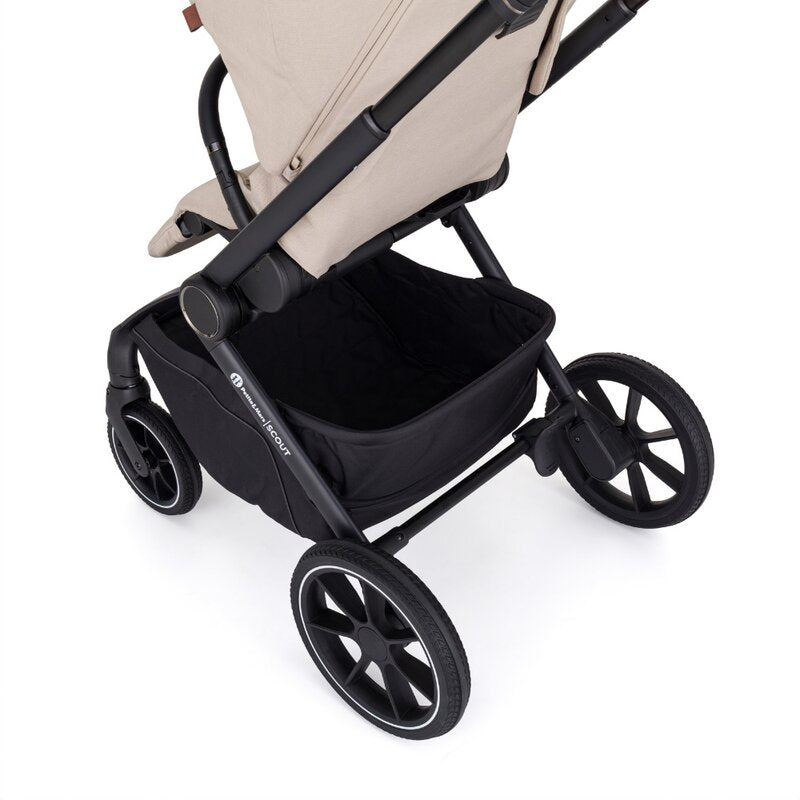 Carucior 2 in 1, Petite&Mars, Scout, Cu landou pliabil, Reversibil, Spatar si suport de picioare reglabile in 3 pozitii, Maner ajustabil, Cu accesorii, Pana la 22 kg, 0 luni+, Gri