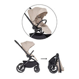 Carucior 2 in 1, Petite&Mars, Scout, Cu landou pliabil, Reversibil, Spatar si suport de picioare reglabile in 3 pozitii, Maner ajustabil, Cu accesorii, Pana la 22 kg, 0 luni+, Gri