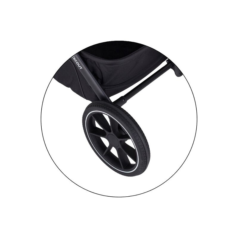 Carucior 2 in 1, Petite&Mars, Scout, Cu landou pliabil, Reversibil, Spatar si suport de picioare reglabile in 3 pozitii, Maner ajustabil, Cu accesorii, Pana la 22 kg, 0 luni+, Gri