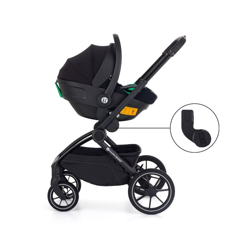 Carucior 2 in 1, Petite&Mars, Scout, Cu landou pliabil, Reversibil, Spatar si suport de picioare reglabile in 3 pozitii, Maner ajustabil, Cu accesorii, Pana la 22 kg, 0 luni+, Gri
