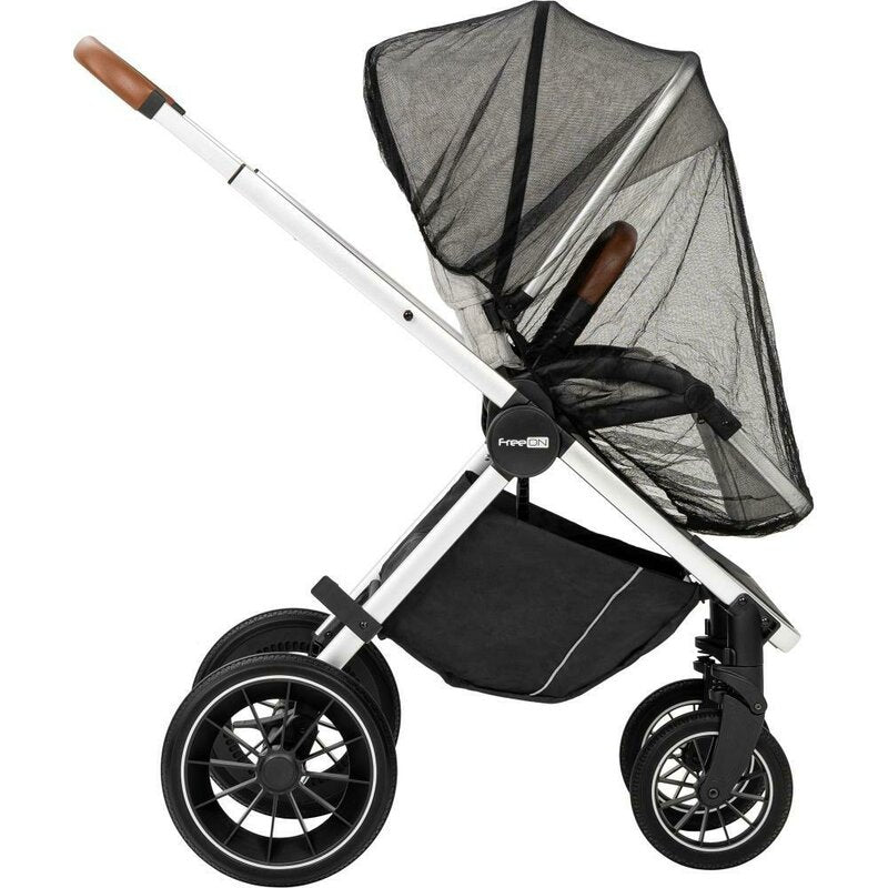 Carucior 3 in 1, FreeON, Joy, Reversibil, Cu cadru din aluminiu, Scoica auto, Husa picioare, Geanta mamici si accesorii, Conform cu standardele europene EN1888-1:2018+A1:2022, Gri
