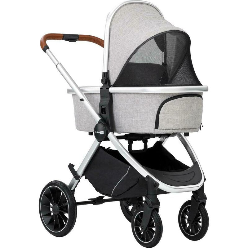 Carucior 3 in 1, FreeON, Joy, Reversibil, Cu cadru din aluminiu, Scoica auto, Husa picioare, Geanta mamici si accesorii, Conform cu standardele europene EN1888-1:2018+A1:2022, Gri