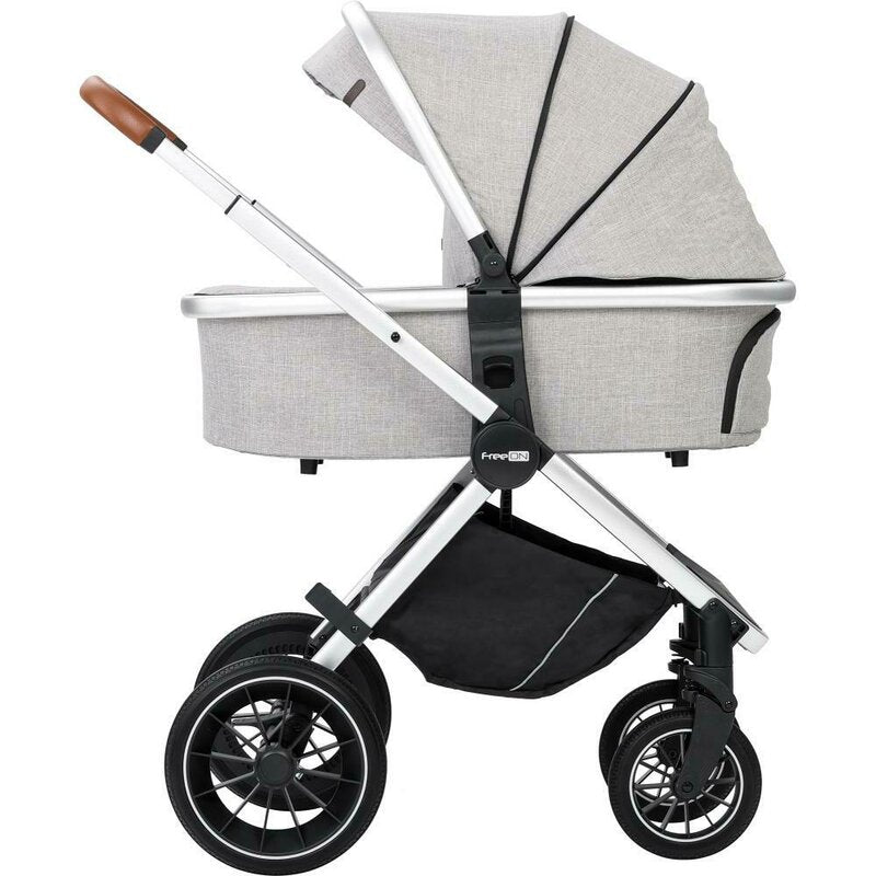 Carucior 3 in 1, FreeON, Joy, Reversibil, Cu cadru din aluminiu, Scoica auto, Husa picioare, Geanta mamici si accesorii, Conform cu standardele europene EN1888-1:2018+A1:2022, Gri - gogobaby.ro