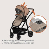 Carucior 3 in 1, Lionelo, Amber, Landou intarit, Scoica auto testata ADAC, Reversibil, Cu accesorii, Geanta parinti, Pana la 22 kg, Bej