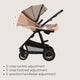 Carucior 3 in 1, Lionelo, Amber, Landou intarit, Scoica auto testata ADAC, Reversibil, Cu accesorii, Geanta parinti, Pana la 22 kg, Bej