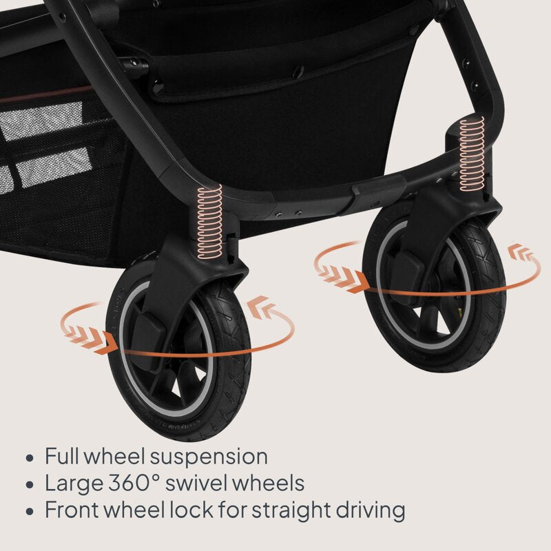 Carucior 3 in 1, Lionelo, Amber, Landou intarit, Scoica auto testata ADAC, Reversibil, Cu accesorii, Geanta parinti, Pana la 22 kg, Bej - gogobaby.ro