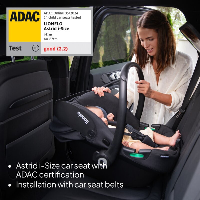 Carucior 3 in 1, Lionelo, Amber, Landou intarit, Scoica auto testata ADAC, Reversibil, Cu accesorii, Geanta parinti, Pana la 22 kg, Bej - gogobaby.ro