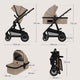 Carucior 3 in 1, Lionelo, Amber, Landou intarit, Scoica auto testata ADAC, Reversibil, Cu accesorii, Geanta parinti, Pana la 22 kg, Bej