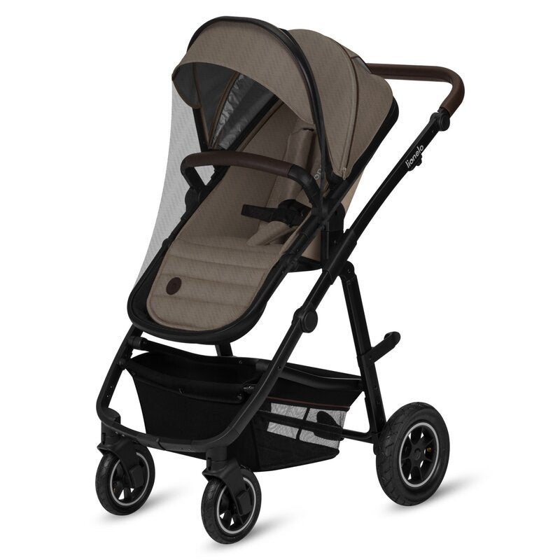 Carucior 3 in 1, Lionelo, Amber, Landou intarit, Scoica auto testata ADAC, Reversibil, Cu accesorii, Geanta parinti, Pana la 22 kg, Bej - gogobaby.ro