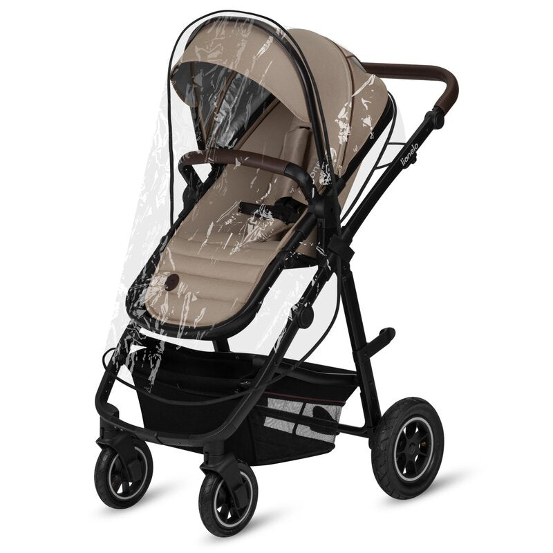 Carucior 3 in 1, Lionelo, Amber, Landou intarit, Scoica auto testata ADAC, Reversibil, Cu accesorii, Geanta parinti, Pana la 22 kg, Bej