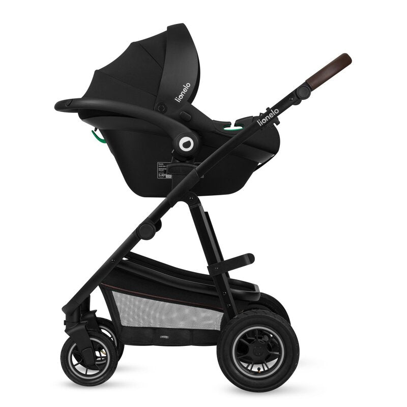 Carucior 3 in 1, Lionelo, Amber, Landou intarit, Scoica auto testata ADAC, Reversibil, Cu accesorii, Geanta parinti, Pana la 22 kg, Bej