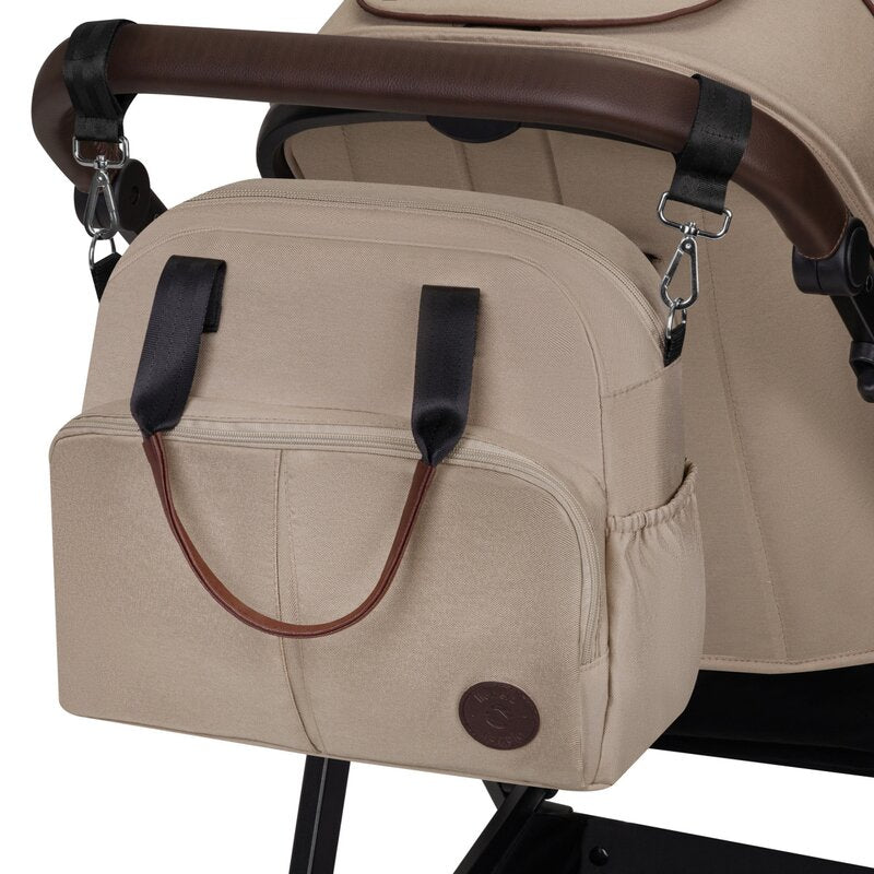 Carucior 3 in 1, Lionelo, Amber, Landou intarit, Scoica auto testata ADAC, Reversibil, Cu accesorii, Geanta parinti, Pana la 22 kg, Bej