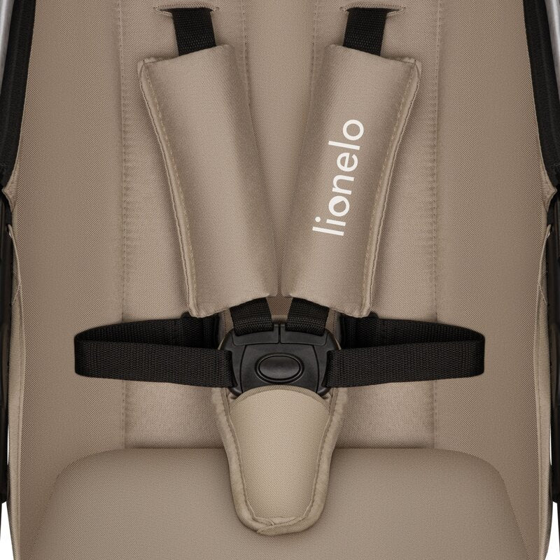 Carucior 3 in 1, Lionelo, Amber, Landou intarit, Scoica auto testata ADAC, Reversibil, Cu accesorii, Geanta parinti, Pana la 22 kg, Bej - gogobaby.ro