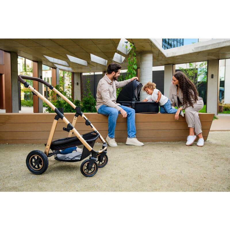 Carucior 3 in 1, Lionelo, Amber, Landou intarit, Scoica auto testata ADAC, Reversibil, Cu accesorii, Geanta parinti, Pana la 22 kg, Bej - gogobaby.ro