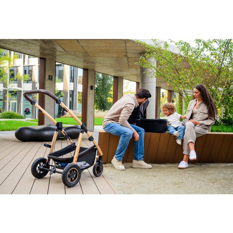 Carucior 3 in 1, Lionelo, Amber, Landou intarit, Scoica auto testata ADAC, Reversibil, Cu accesorii, Geanta parinti, Pana la 22 kg, Bej - gogobaby.ro