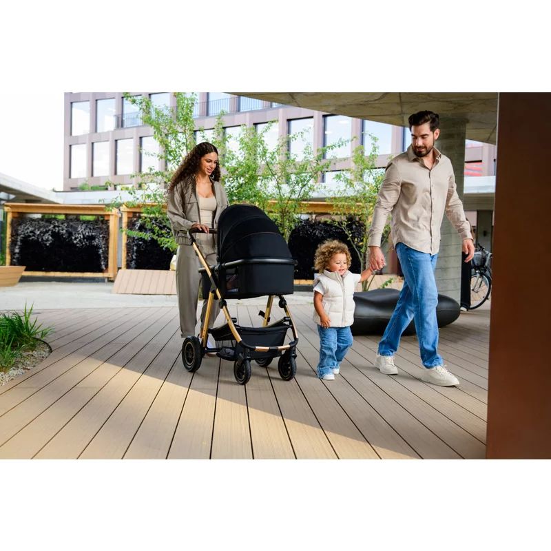 Carucior 3 in 1, Lionelo, Amber, Landou intarit, Scoica auto testata ADAC, Reversibil, Cu accesorii, Geanta parinti, Pana la 22 kg, Bej