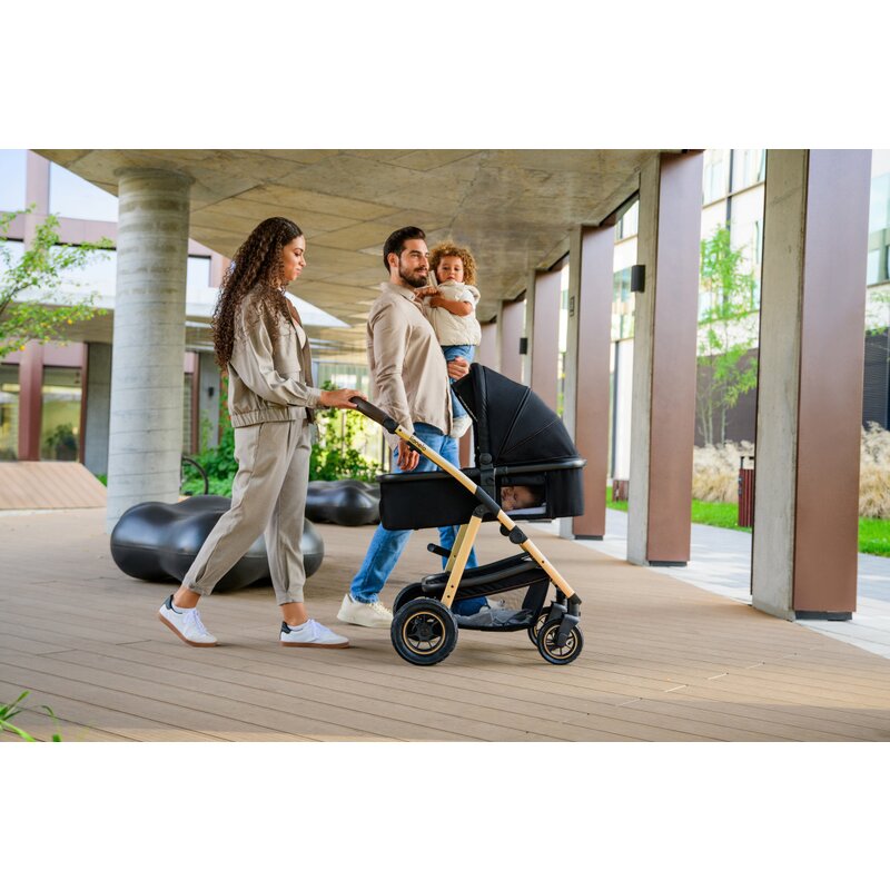 Carucior 3 in 1, Lionelo, Amber, Landou intarit, Scoica auto testata ADAC, Reversibil, Cu accesorii, Geanta parinti, Pana la 22 kg, Bej - gogobaby.ro