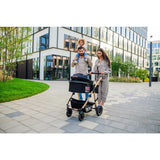 Carucior 3 in 1, Lionelo, Amber, Landou intarit, Scoica auto testata ADAC, Reversibil, Cu accesorii, Geanta parinti, Pana la 22 kg, Bej