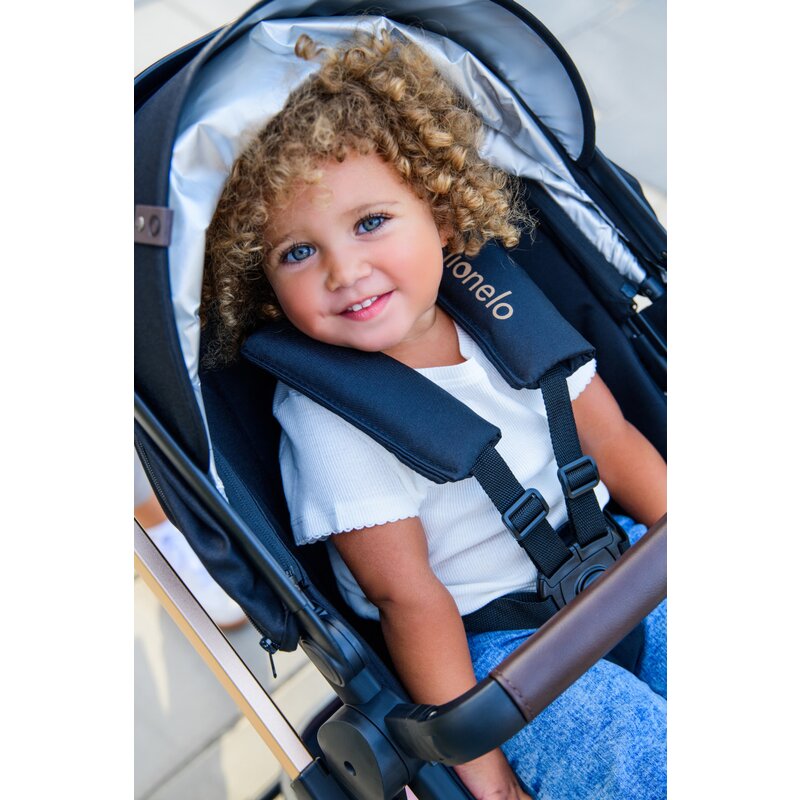 Carucior 3 in 1, Lionelo, Amber, Landou intarit, Scoica auto testata ADAC, Reversibil, Cu accesorii, Geanta parinti, Pana la 22 kg, Bej - gogobaby.ro