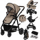 Carucior 3 in 1, Lionelo, Amber, Landou intarit, Scoica auto testata ADAC, Reversibil, Cu accesorii, Geanta parinti, Pana la 22 kg, Bej