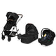 Carucior 3 in 1, Lionelo, Amber, Cadru aluminiu, Cu landou intarit si salteluta moale, Cu scoica auto testata ADAC, Reversibil, Cu accesorii, Geanta parinti, Pana la 22 kg, Negru silver