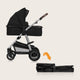 Carucior 3 in 1, Lionelo, Amber, Cadru aluminiu, Cu landou intarit si salteluta moale, Cu scoica auto testata ADAC, Reversibil, Cu accesorii, Geanta parinti, Pana la 22 kg, Negru silver