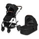 Carucior 3 in 1, Lionelo, Amber, Cadru aluminiu, Cu landou intarit si salteluta moale, Cu scoica auto testata ADAC, Reversibil, Cu accesorii, Geanta parinti, Pana la 22 kg, Negru silver
